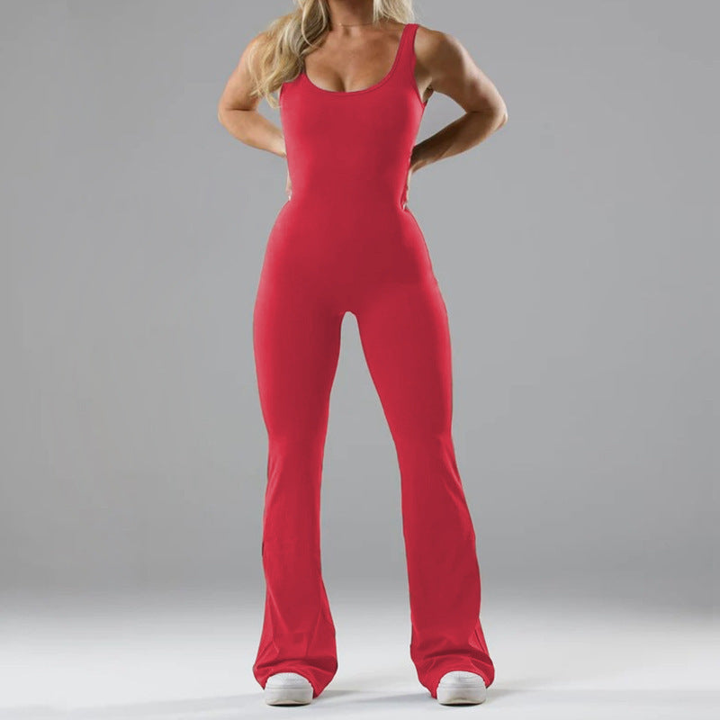 Seamless Yoga Bodysuit for Women - Tummy Control Hollow Back Workout Top & Casual Outfit